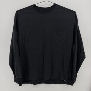 Woolrich Pocket T-Shirt Mens XL Charcoal Gray Solid Cotton Blend Long Sleeve